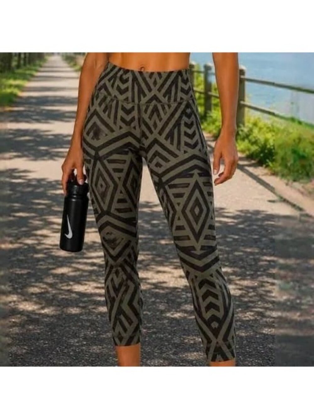 LULULEMON Wunder Under Crop Leggings Chevron Shuffle GreenBlack Fatigue Tribal 6